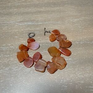 Barse Carved Orange Coral Toggle Bracelet